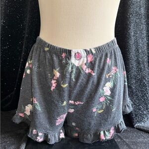 Xhilaration Women’s Gray Floral Sleepwear Shorts with Ruffled Hems